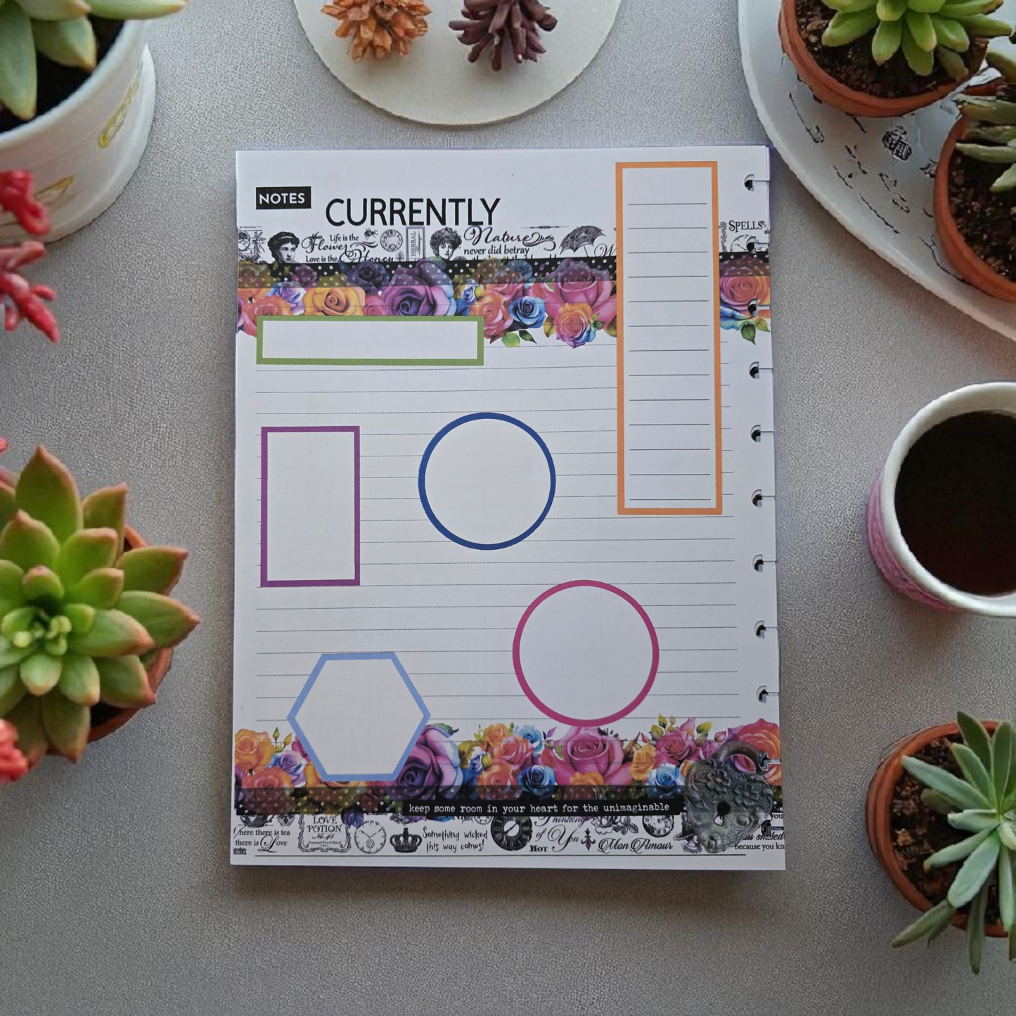 currently page of Celestial Blooms 2026 discbound memory keeping extension inserts for journaling and monthly memories