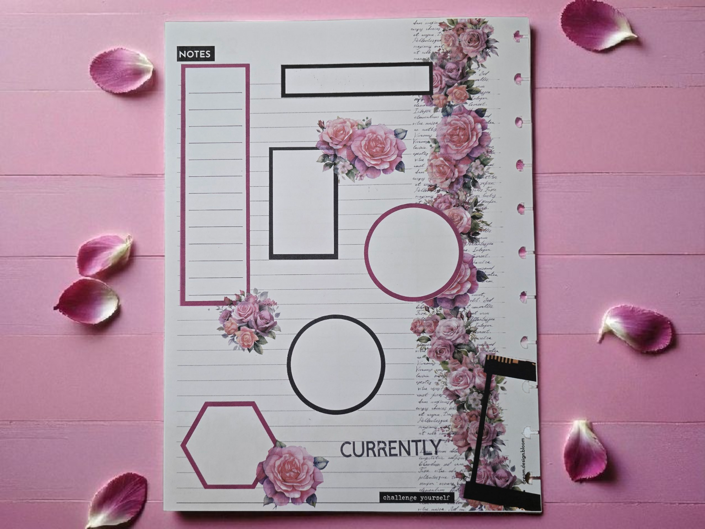 currently page of Whisper Dreams 2026 discbound memory keeping extension inserts for monthly reflections and highlights