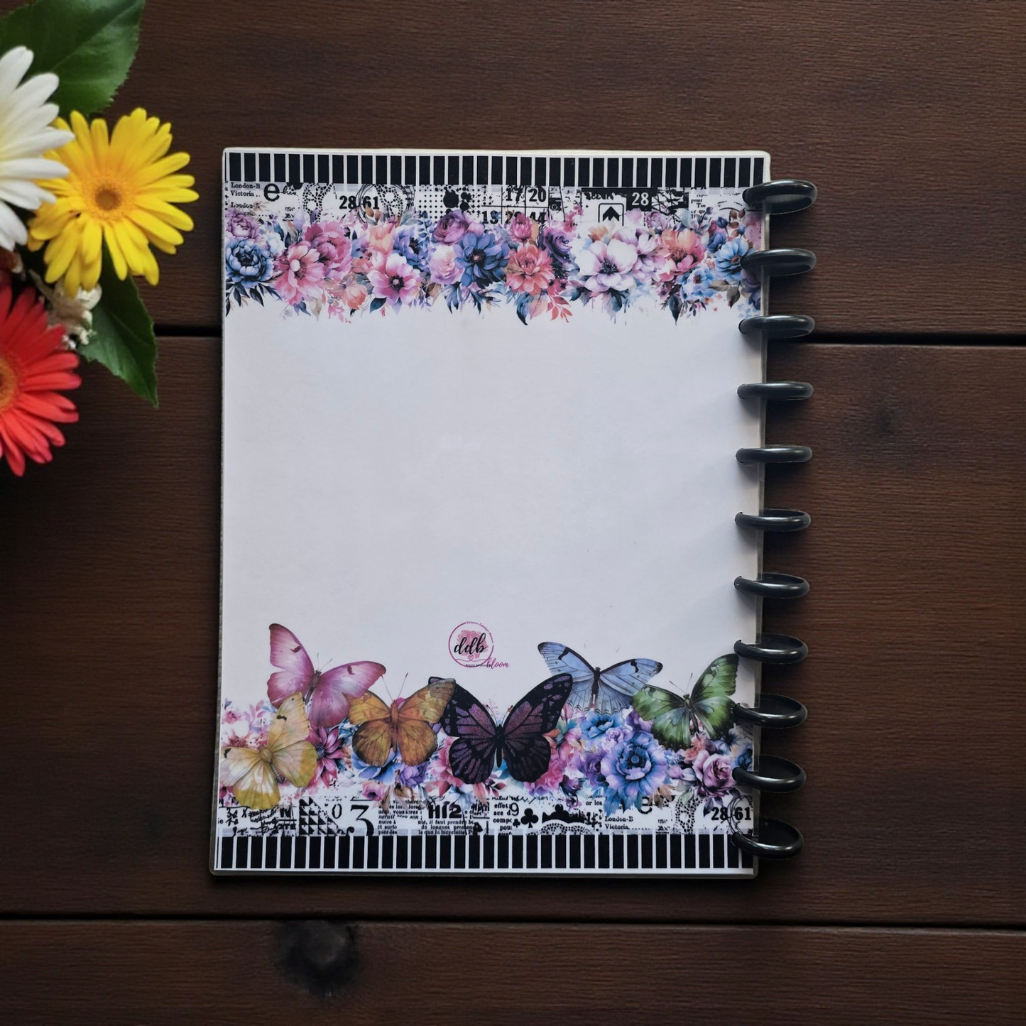 back cover of Celestial Blooms 2026 discbound monthly dated planner