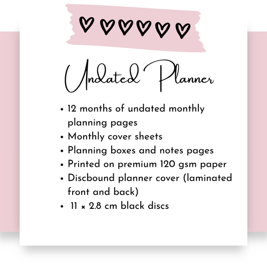 Undated Monthly Discbound Planner