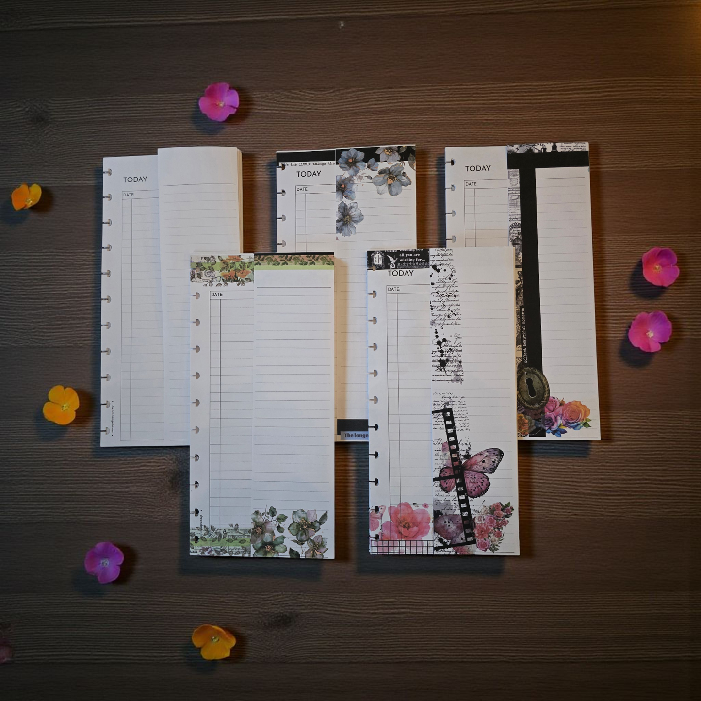 collection of discbound foldout today inserts in all colour palettes Whisper Dreams Azure Blooms Arbor Designs and Celestial Blooms