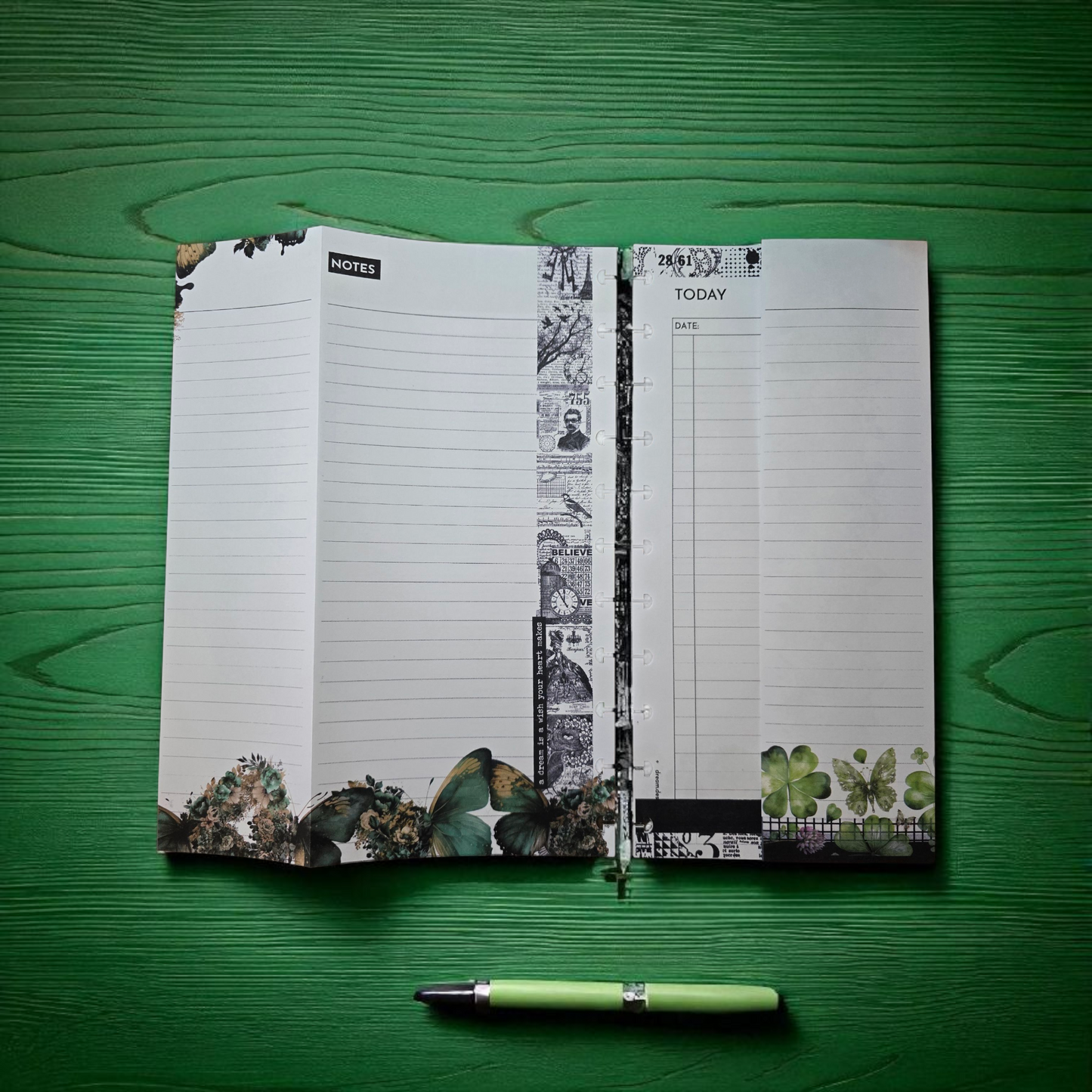 flatlay of Arbor Designs discbound foldout today inserts