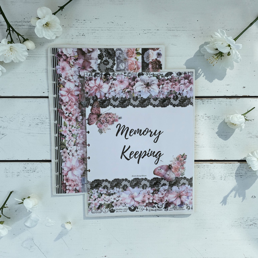 Whisper Dreams discbound memory keeping cover by dream.design.bloom, pink planner cover for journaling and keepsake pages