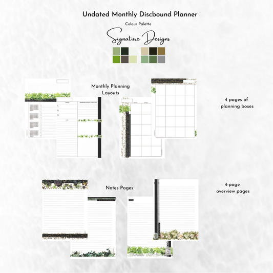 Undated Discbound Monthly Planner | Arbor Designs