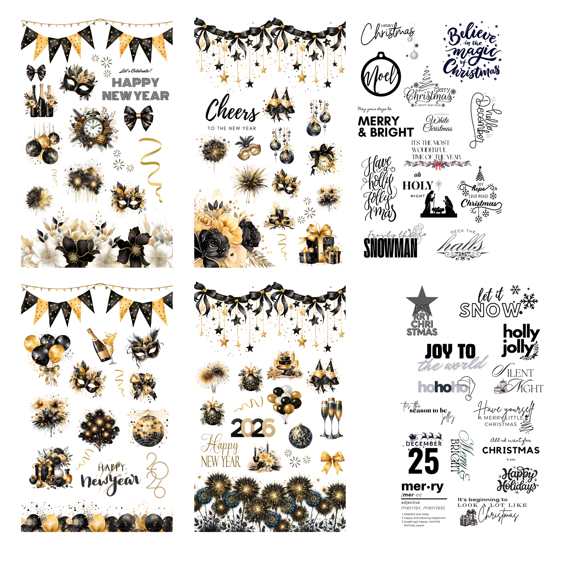 Sticker Book Christmas by dream.design.bloom with Christmas and New Year-themed designs for elegant discbound planner spreads.