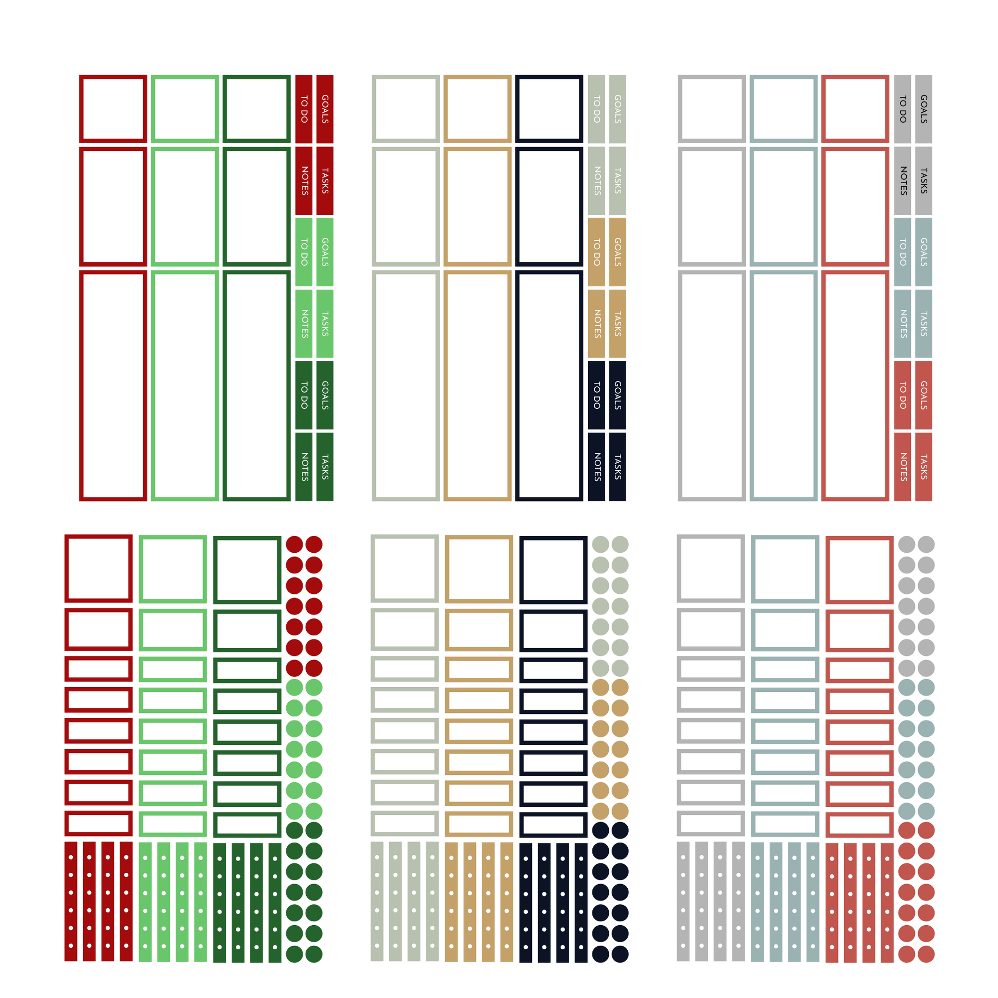 Sticker Book Christmas by dream.design.bloom featuring holiday phrases, icons, and boxes for boutique discbound planner layouts