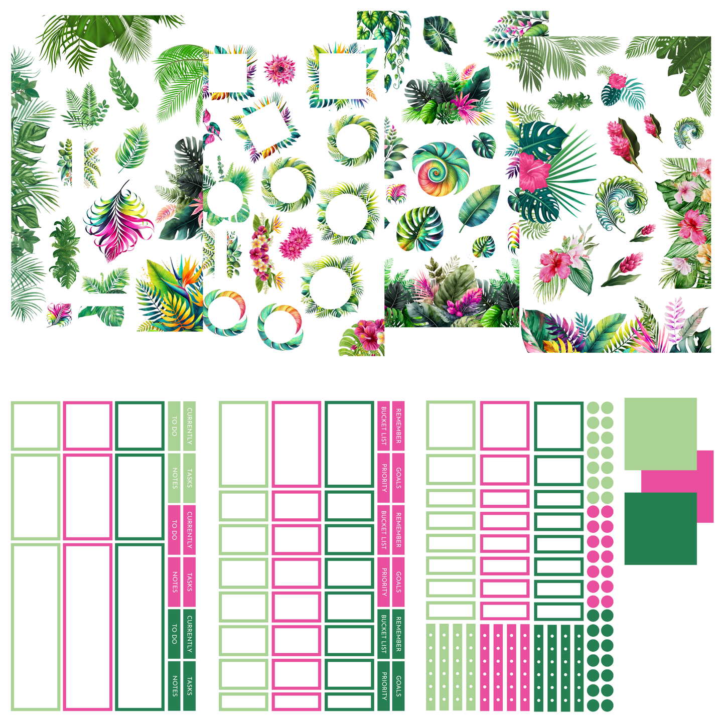 Sticker Book Summer by dream.design.bloom showing bright summer florals and functional planner sticker layouts for discbound planners