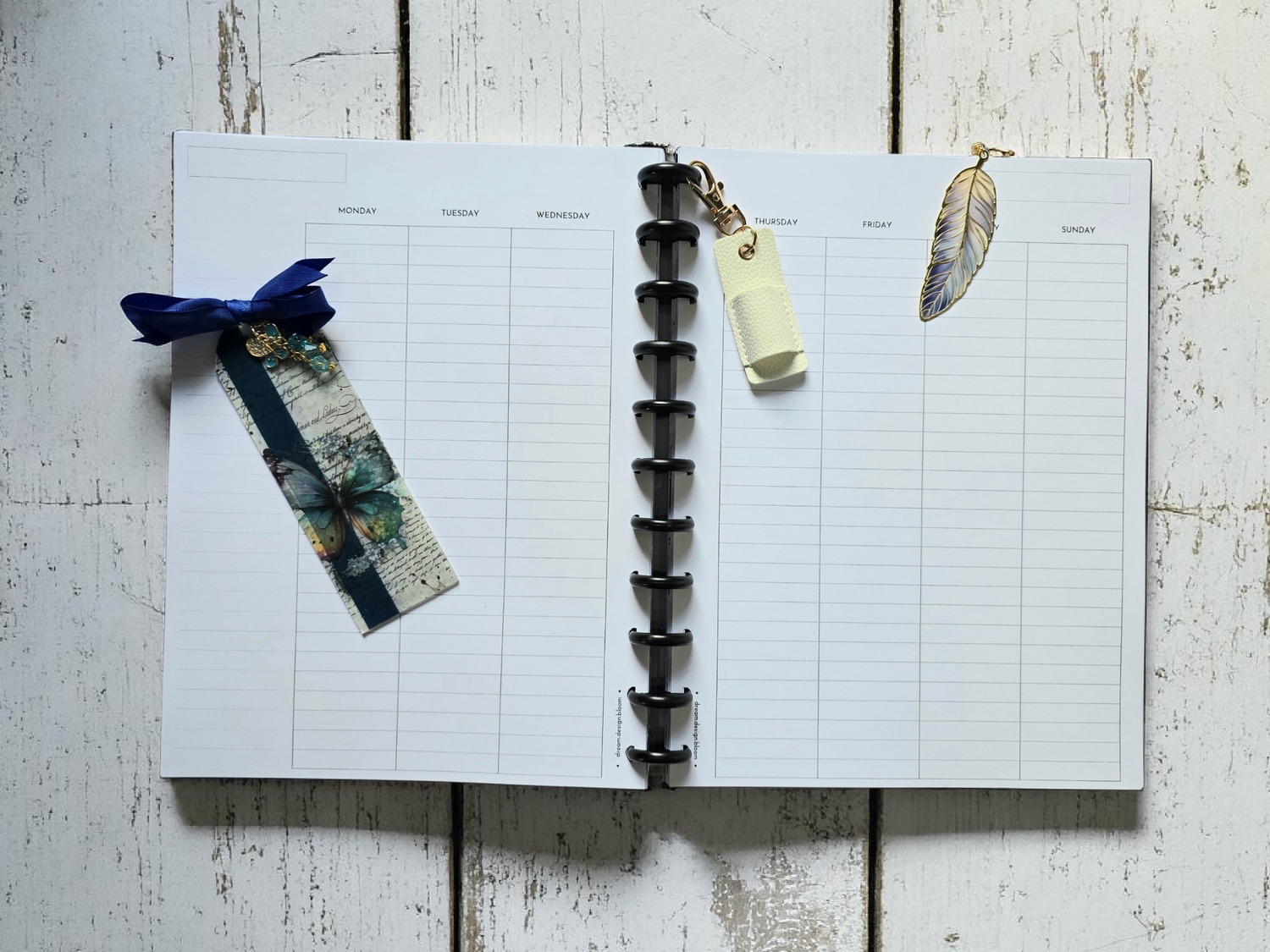 collection of dream.design.bloom discbound extension inserts including 2026 weekly dated layouts and memory keeping pages designed for flexible planning and creative reflection