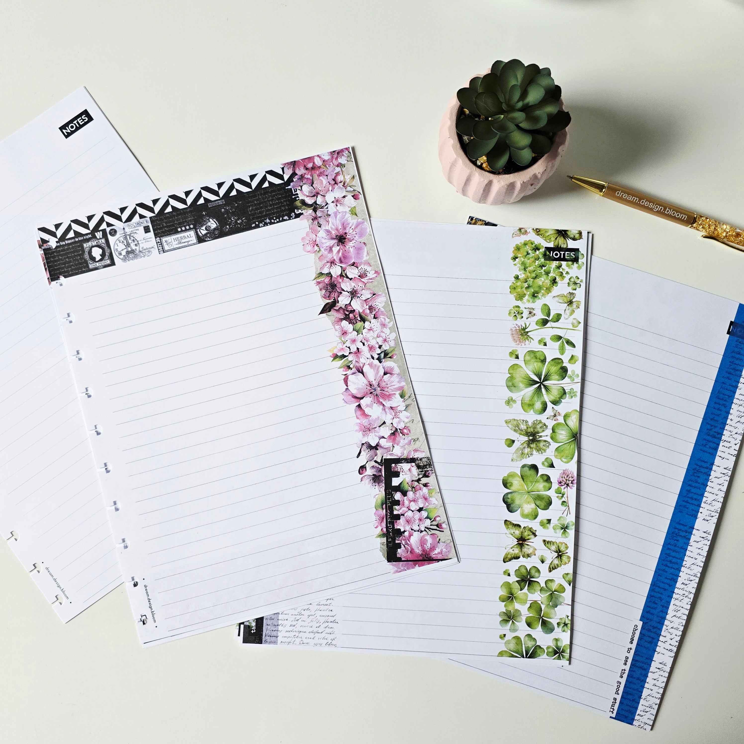 Notes Inserts for Discbound Planners & Notebooks | dream.design.bloom