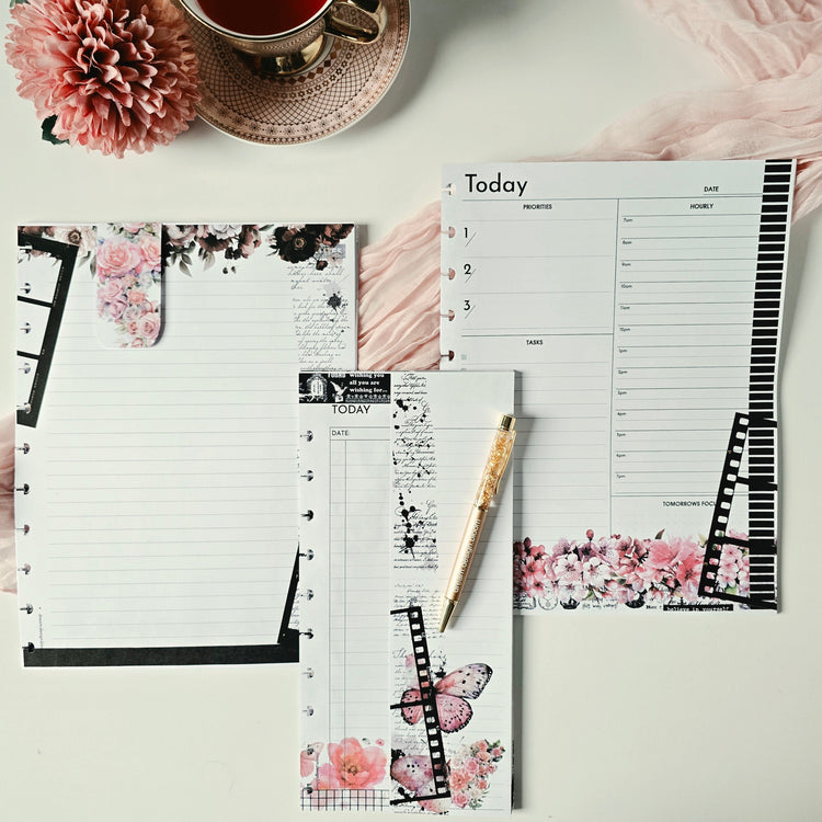 collection of dream.design.bloom discbound extension inserts including 2026 weekly dated layouts and memory keeping pages designed for flexible planning and creative reflection