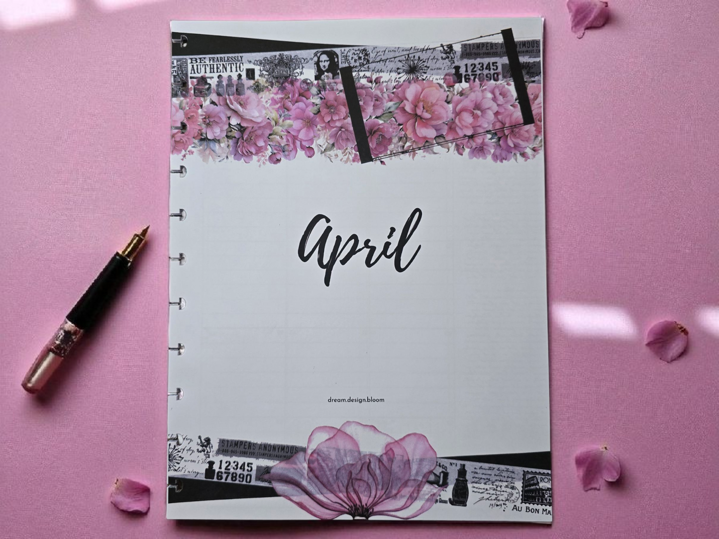 front cover of Whisper Dreams 2026 discbound memory keeping extension inserts in romantic pink palette