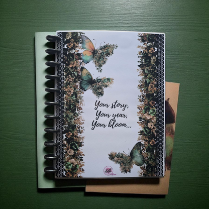 front cover of Arbor Designs 2026 discbound monthly dated planner in natural green palette