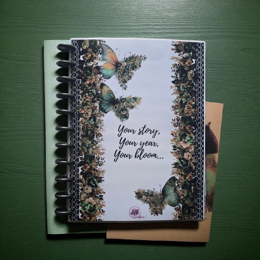 front cover of Arbor Designs 2026 discbound monthly dated planner in natural green palette