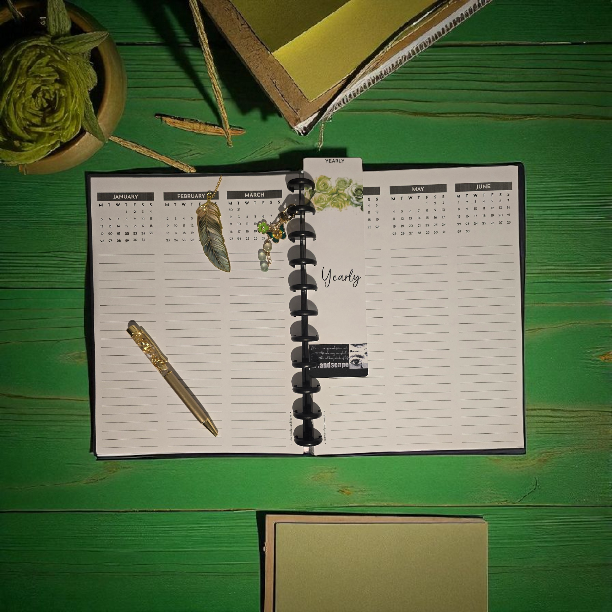 future planning page from Arbor Designs 2026 discbound monthly dated planner with open layout for notes