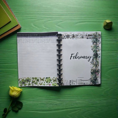 notes page from Arbor Designs 2026 discbound monthly dated planner featuring lined section for writing