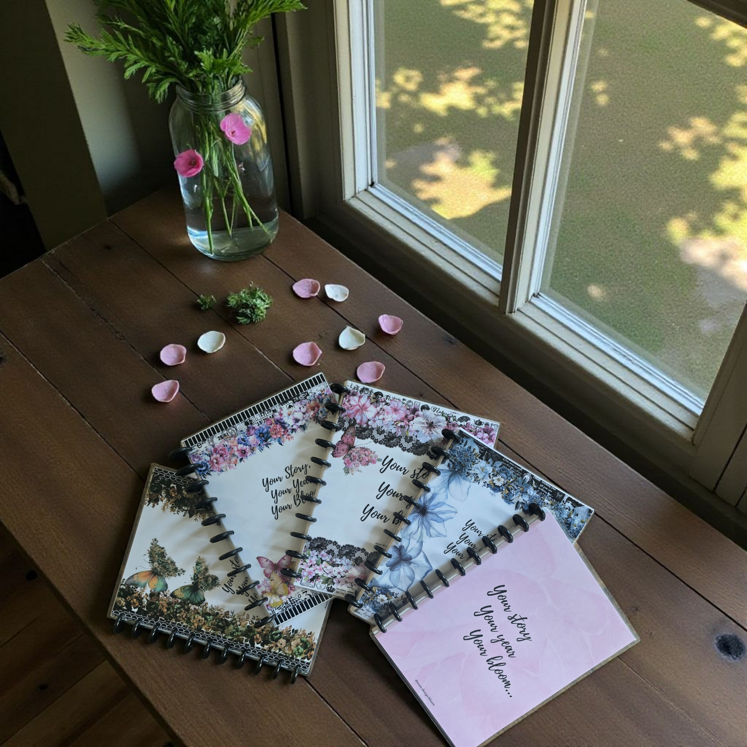 full collection of 2026 discbound monthly dated planners in Whisper Dreams Azure Blooms Arbor Designs Signature Designs and Celestial Blooms