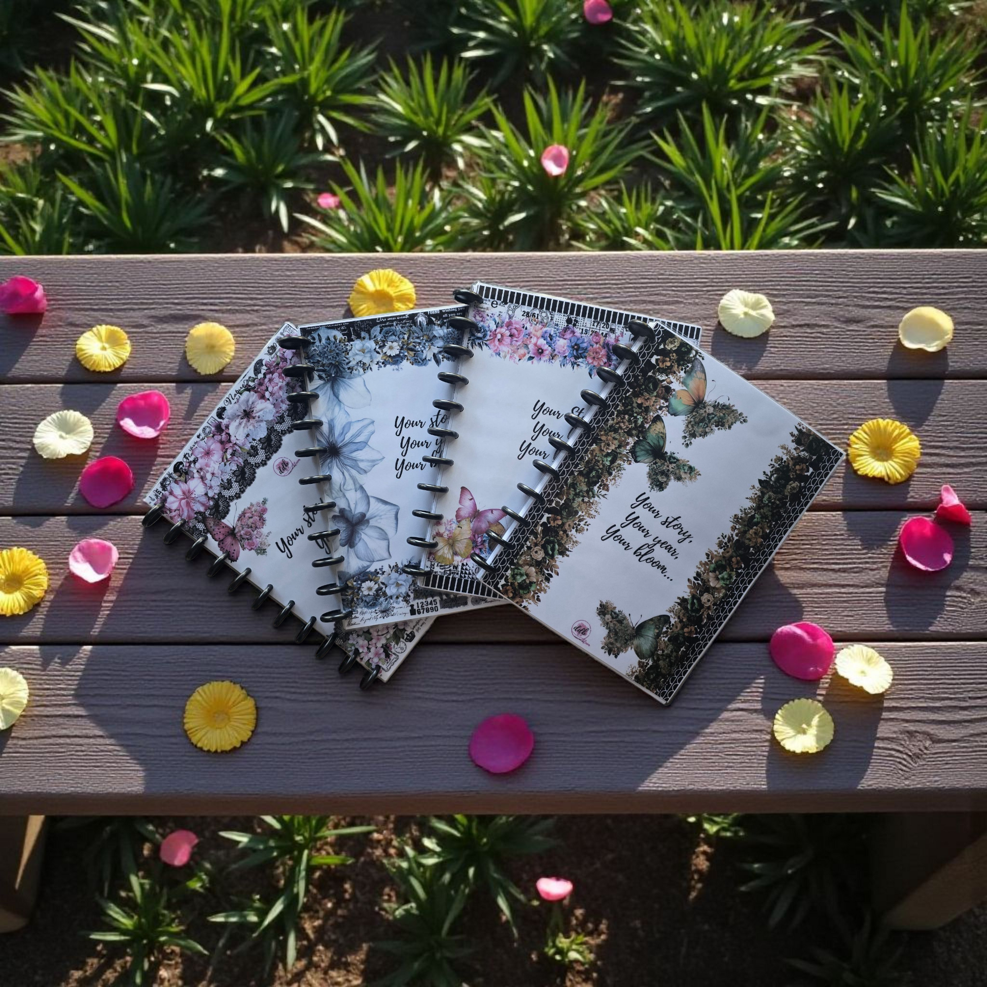 full collection of 2026 discbound monthly dated planners in Whisper Dreams Azure Blooms Arbor Designs and Celestial Blooms