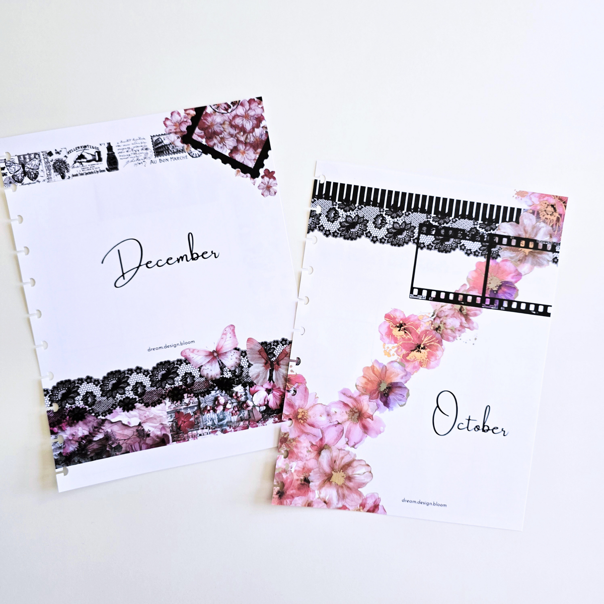 Whisper Dreams 2027 monthly planner October and December page