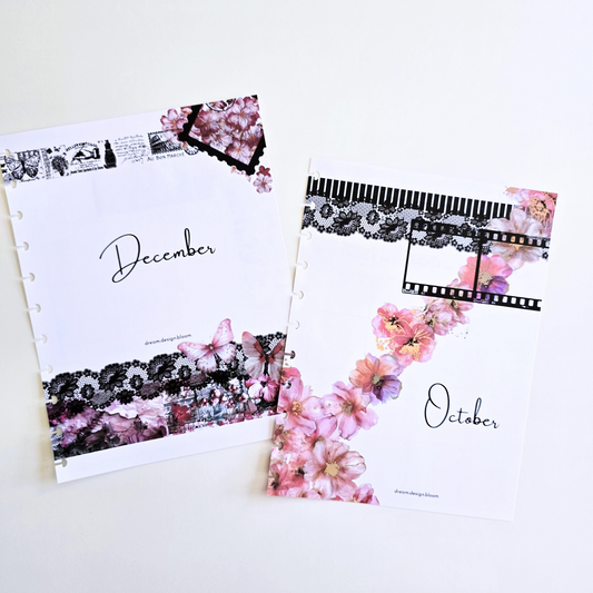 Whisper Dreams 2027 monthly planner October and December page