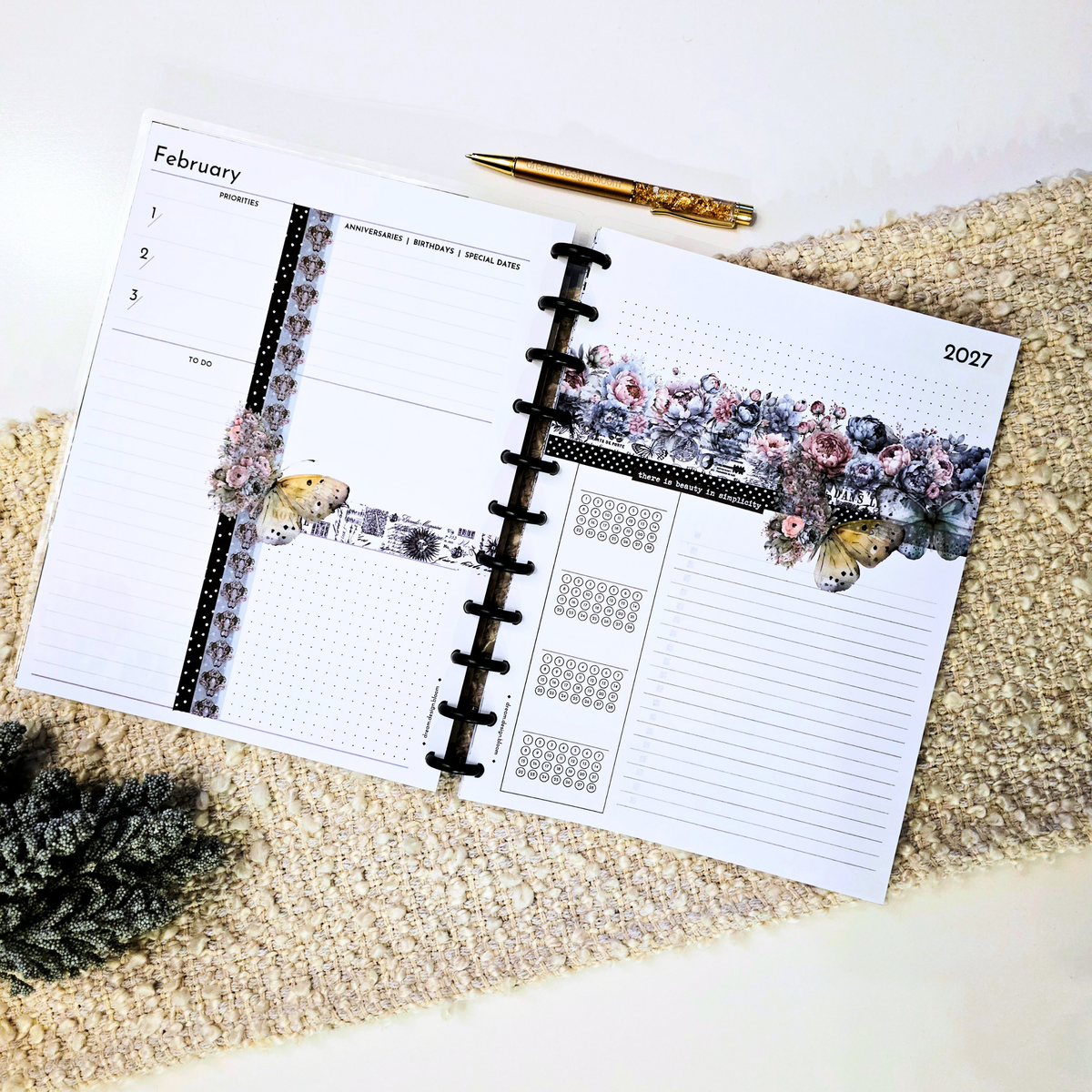 2027 Dated Discbound Planner | Azure Blooms