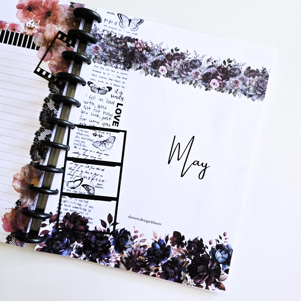 Whisper Dreams 2027 monthly discbound planner may page
