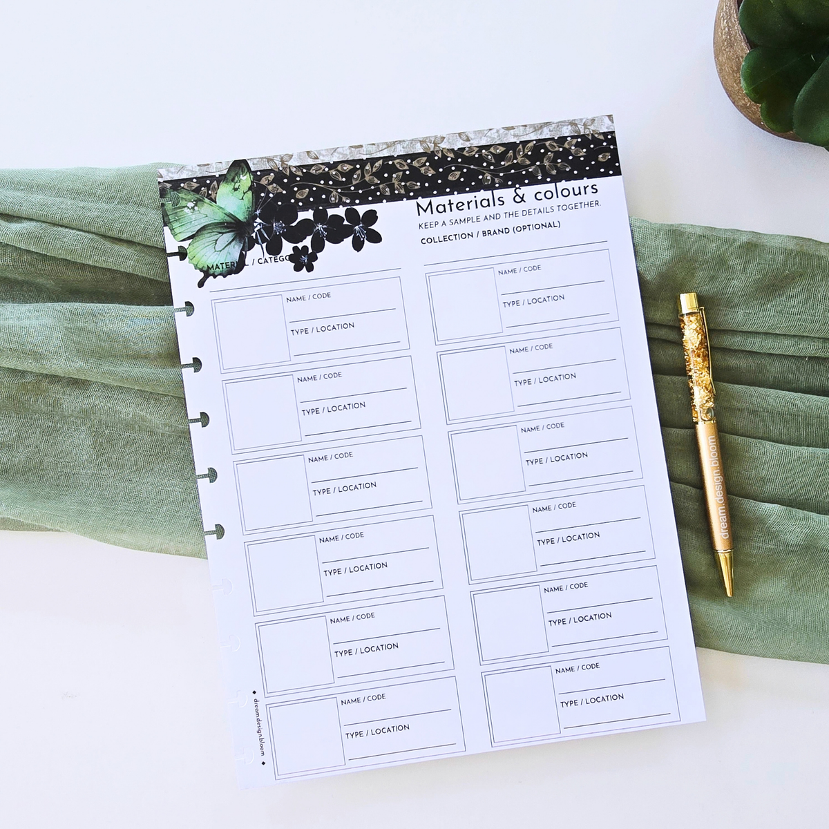 Materials & Colours Inserts | Arbor Designs