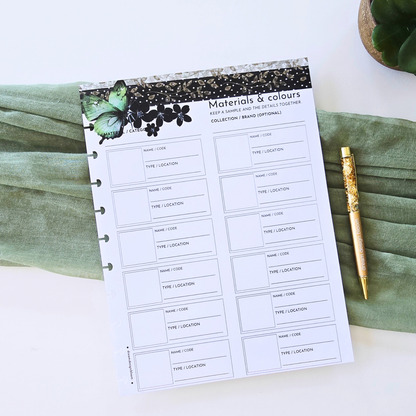 Materials & Colours Inserts | Arbor Designs