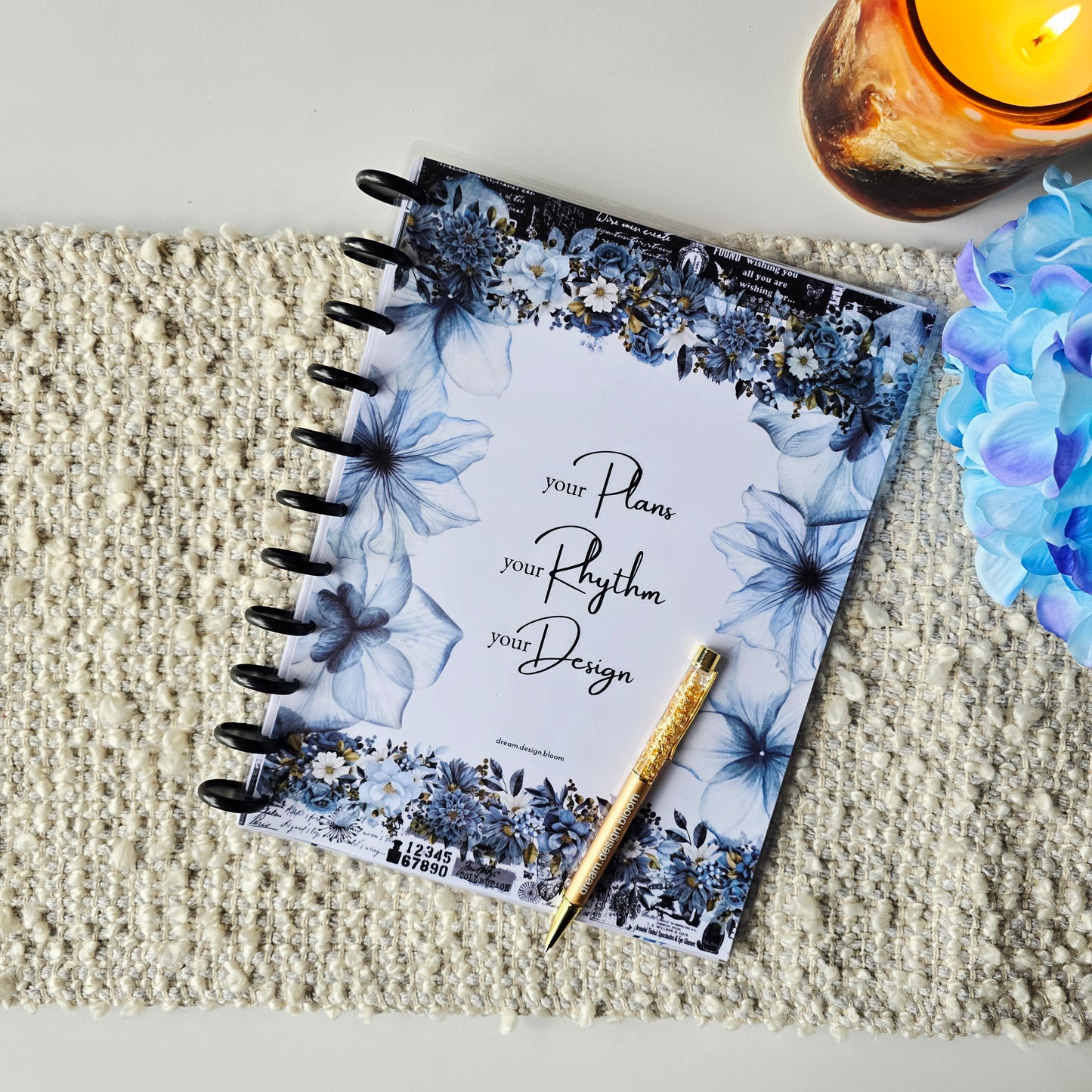 Undated Discbound Monthly Planner | Azure Blooms