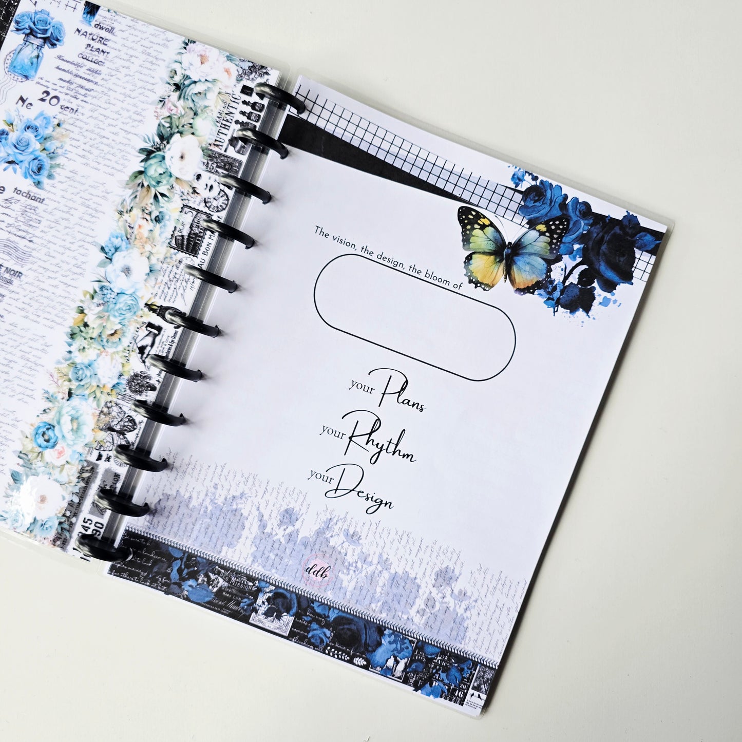 Undated Discbound Monthly Planner | Azure Blooms