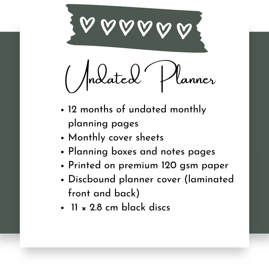Undated Discbound Monthly Planner | Arbor Designs