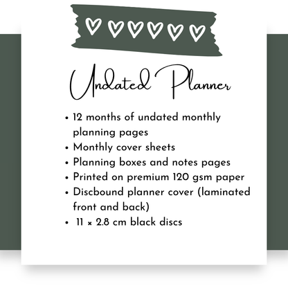 Undated Discbound Monthly Planner | Arbor Designs