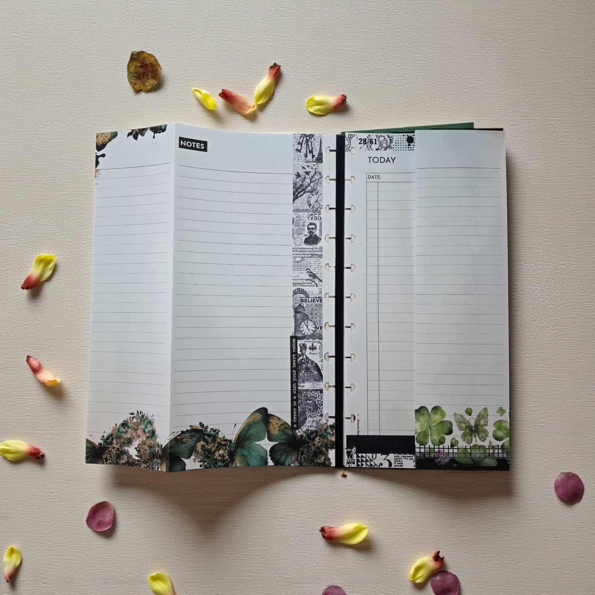 Celestial Blooms discbound foldout today inserts unfolded to show extended planning space