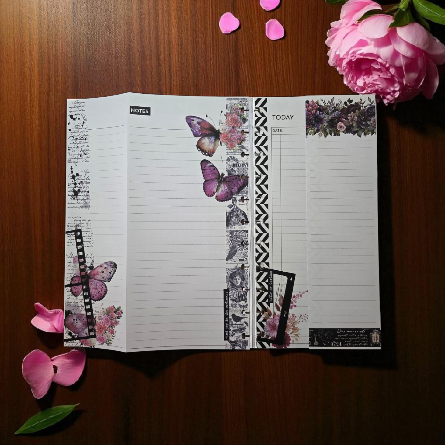 flatlay of Whisper Dreams discbound foldout today inserts