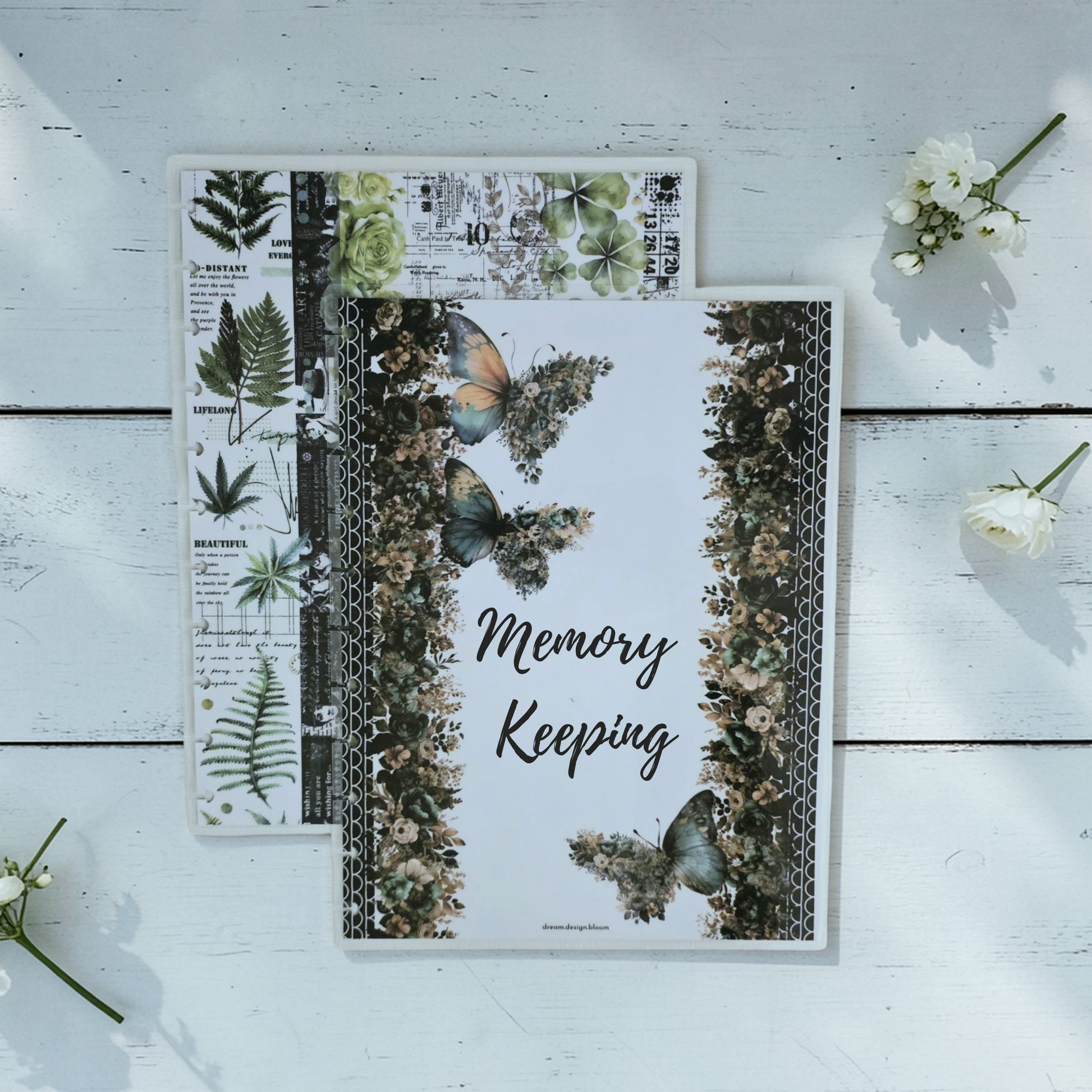 Arbor Designs discbound memory keeping cover by dream.design.bloom, natural green planner cover for journaling and keepsakes