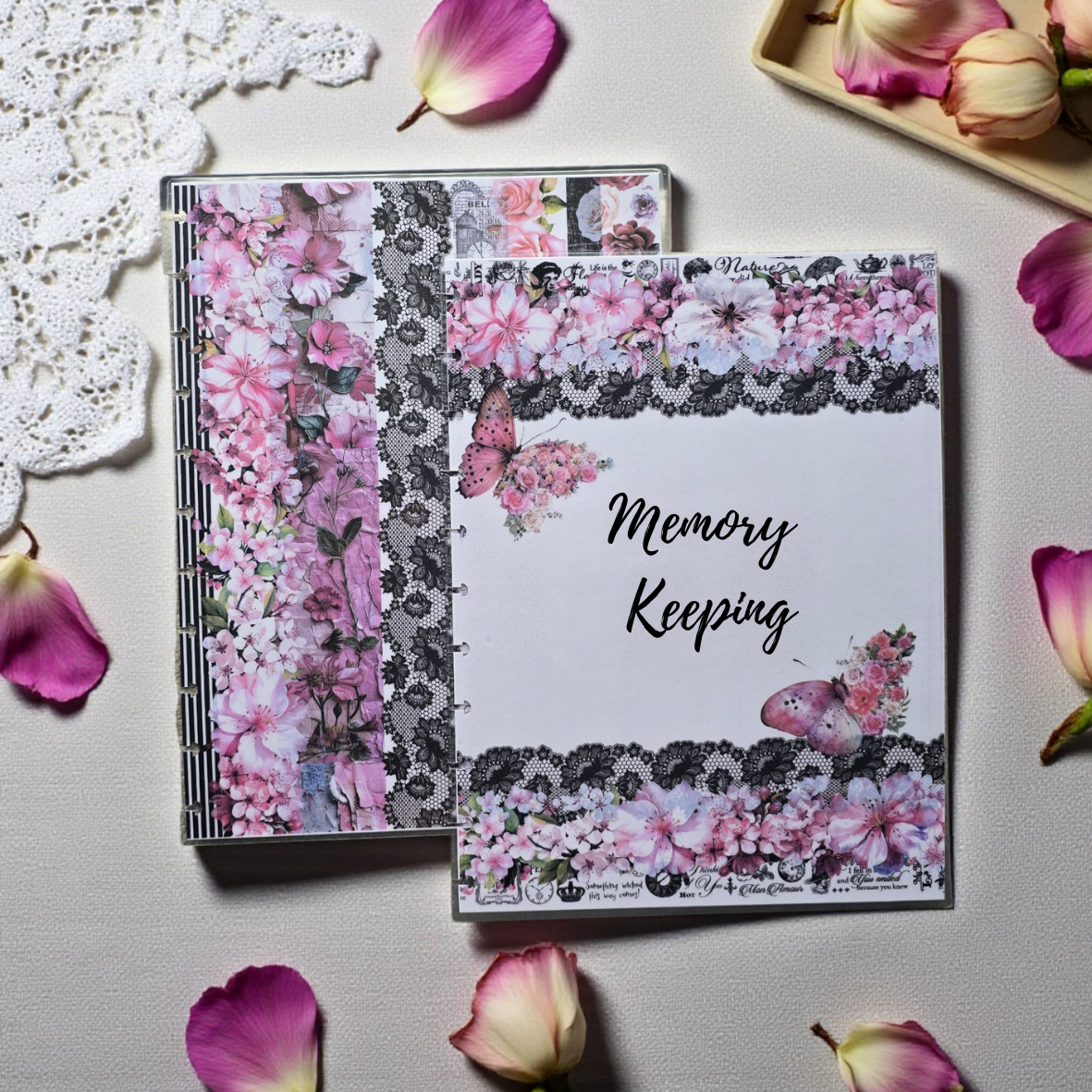 Whisper Dreams discbound memory keeping cover by dream.design.bloom, pink planner cover for journaling and keepsake pages