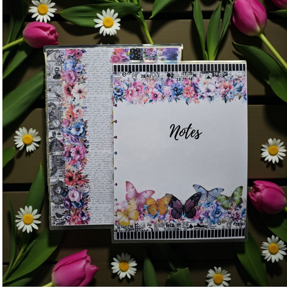 Celestial Blooms discbound notes cover by dream.design.bloom, bright rainbow planner cover for notes and reflections