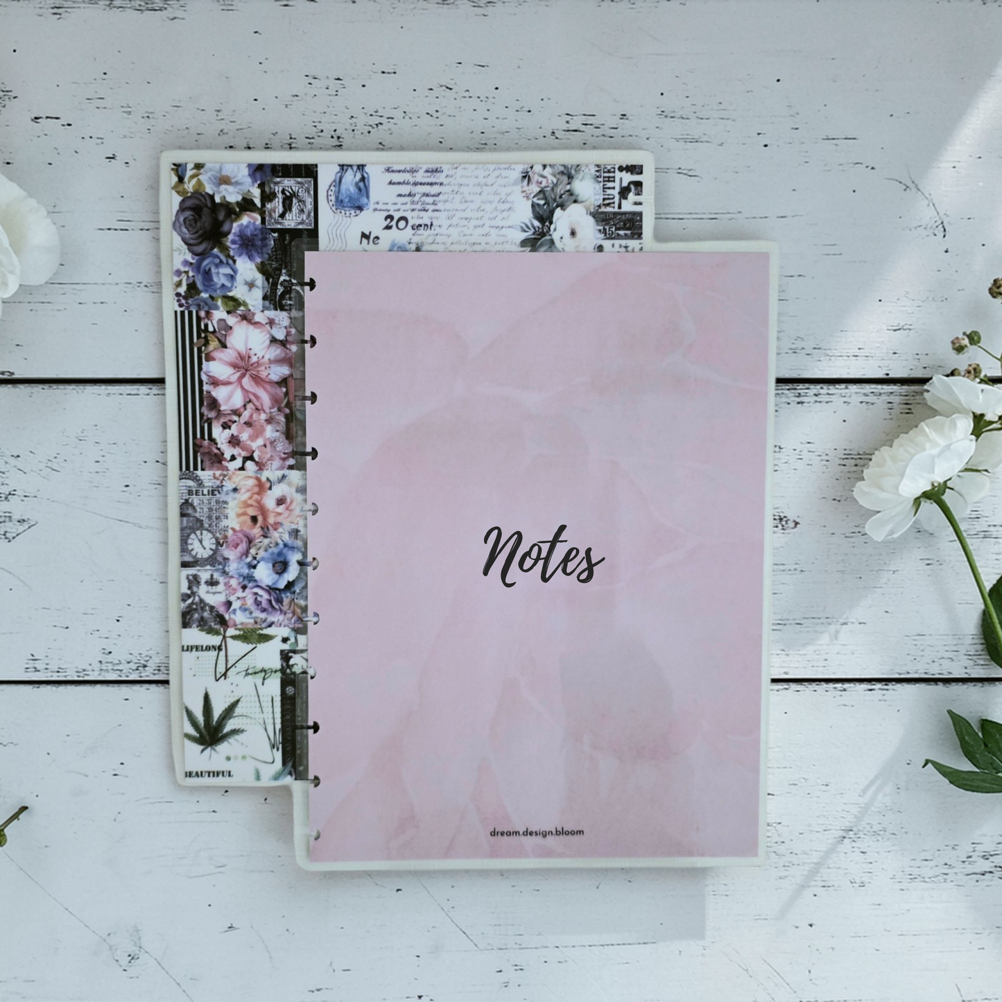 signature designs discbound notes cover by dream.design.bloom, bright rainbow planner cover for notes and reflections