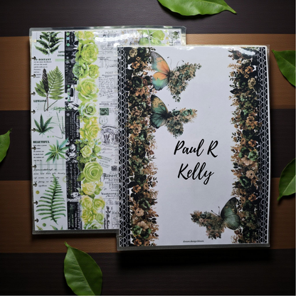 Arbor Designs personalised discbound planner cover by dream.design.bloom, natural green cover with custom name or phrase design