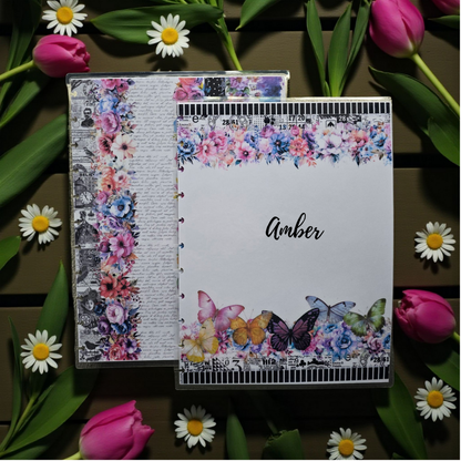 Celestial Blooms personalised discbound planner cover by dream.design.bloom, vibrant rainbow design with custom text personalisation