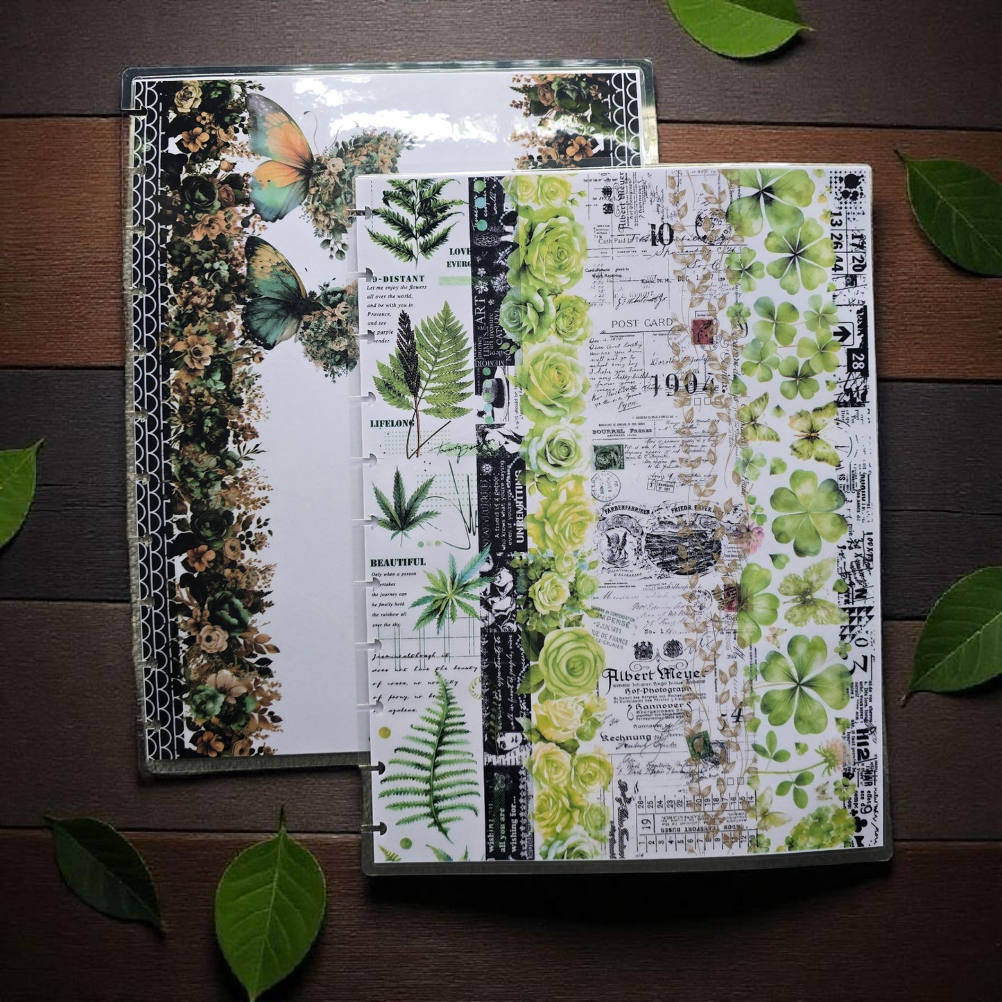 back view of Arbor Designs discbound planner cover, boutique discbound planner accessory