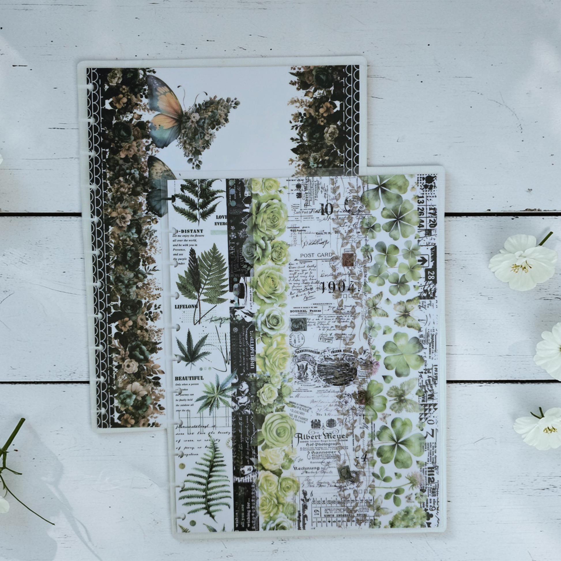 back view of Arbor Designs discbound planner cover, boutique discbound planner accessory