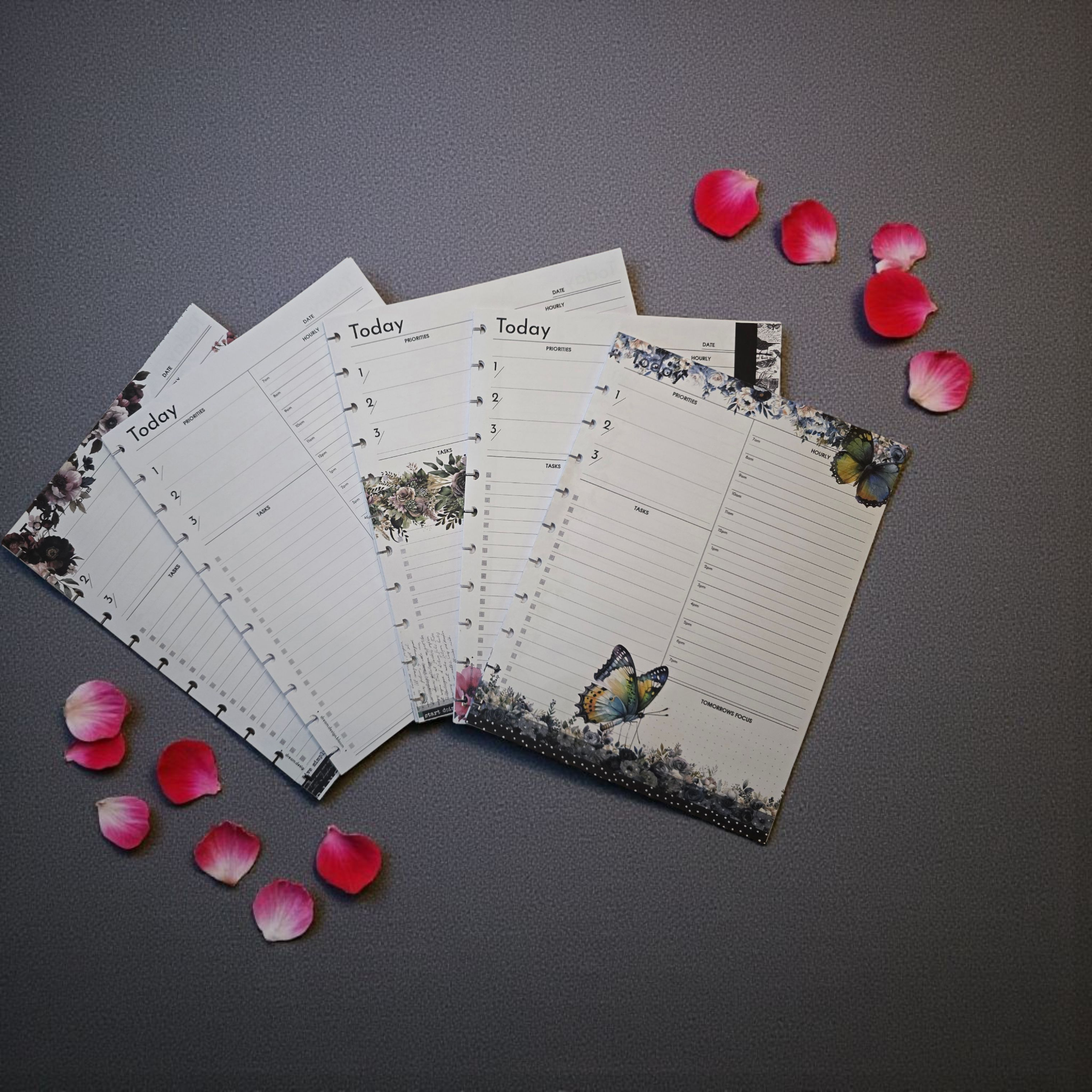 collection of dream.design.bloom discbound today planner inserts in all colour palettes Whisper Dreams Azure Blooms Arbor Designs Celestial Blooms and Signature Designs
