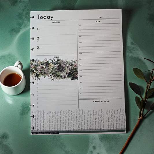 Arbor Designs discbound today planner inserts showing refined daily page design with elegant structure