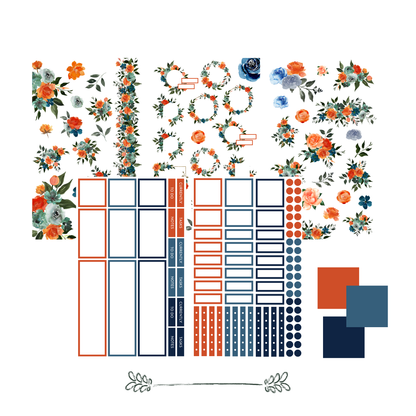 collection of dream.design.bloom Everyday Blooms Sticker Book designs displaying boutique florals and planning elements for creative spreads