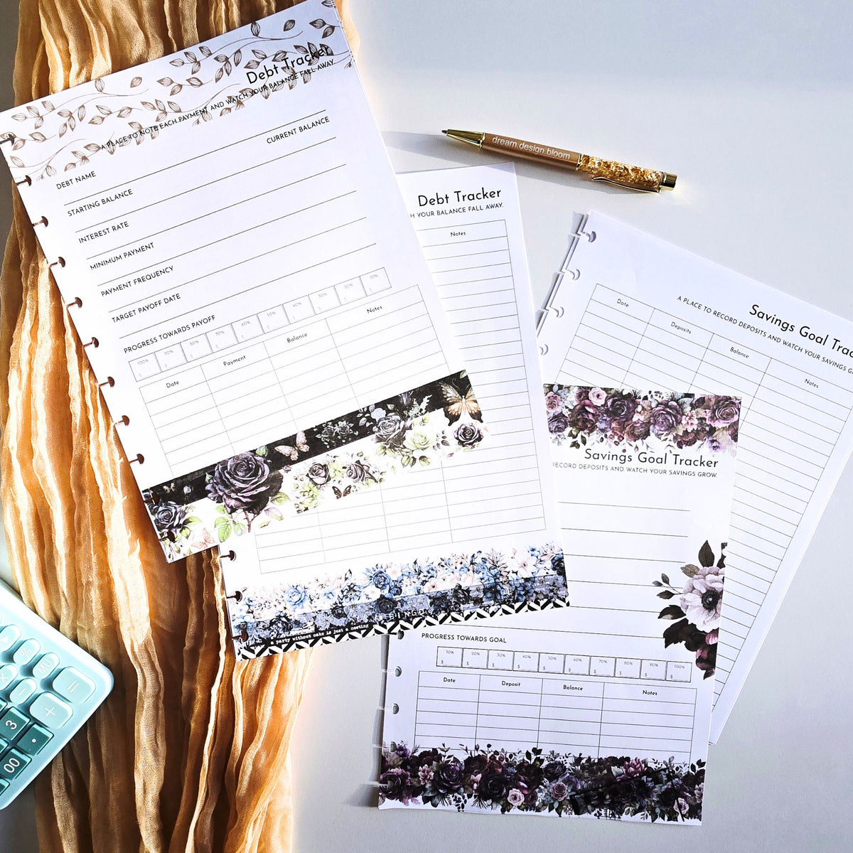 Financial Goals Inserts | Azure Blooms