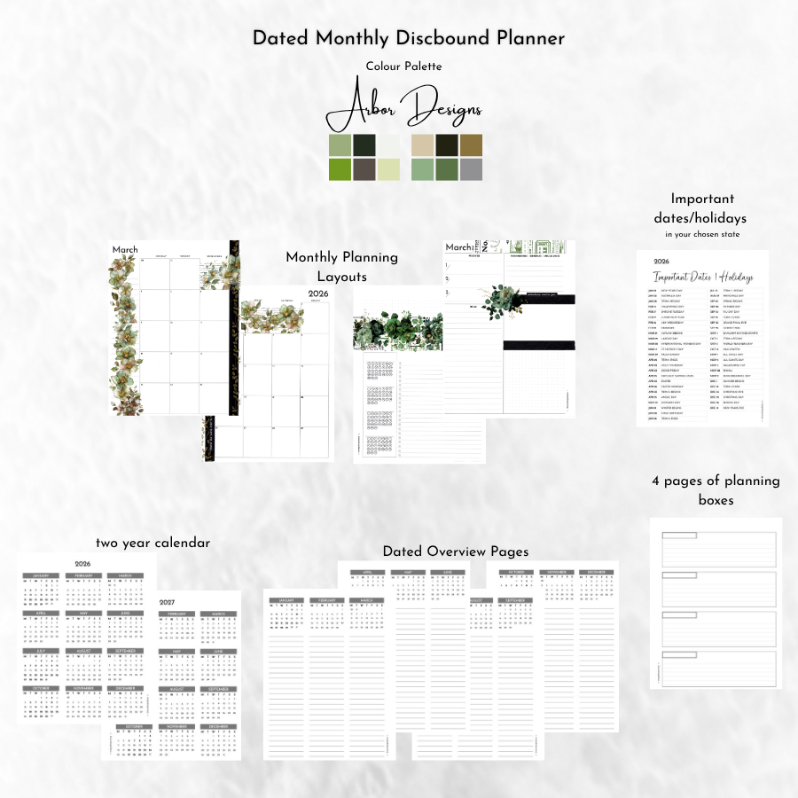 Dated Discbound Monthly Planner
