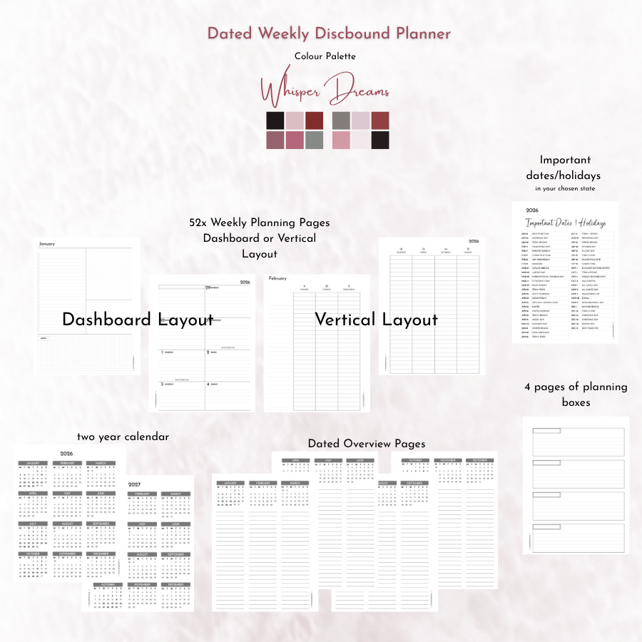 Weekly Discbound Planner | Whisper Dreams