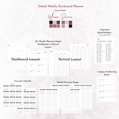 Weekly Discbound Planner | Whisper Dreams