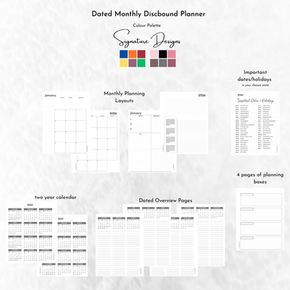 Dated Discbound Monthly Planner | Signature Designs