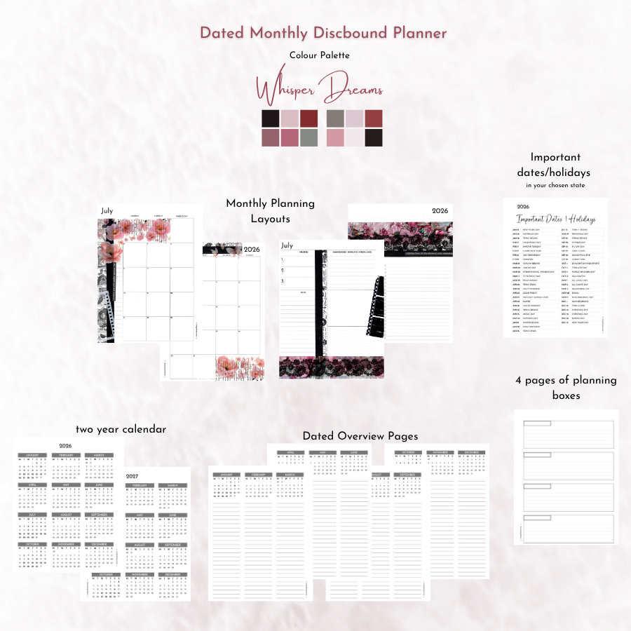 Dated Discbound Monthly Planner